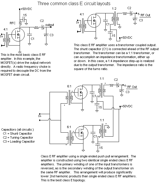 Diagram showing two class E topologies